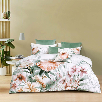 Bianca Sariya Front/Reverse Cotton Sateen White Quilt Cover Set - Queen