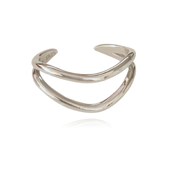 Culturesse Rue Artisan 2cm Twin Line Adjustable Open Ring - Silver