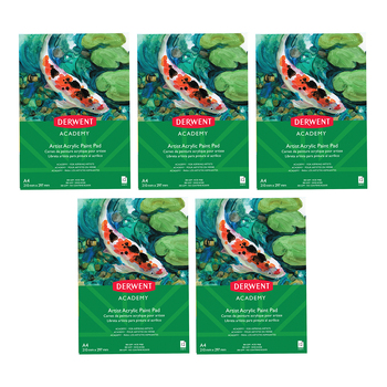 Derwent Academy Art Craft Acrylic Paint Paper Pad A4 Portrait 12 Sheet 5PK