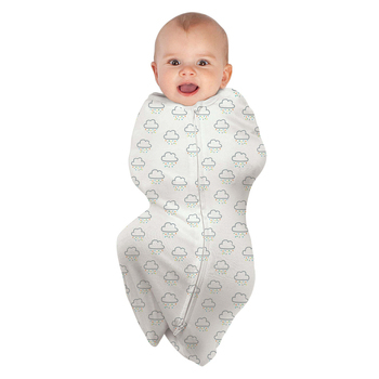 Baby Studio Swaddle Pouch Organic Cotton 1.0 Tog Clouds Size 0-3m Small