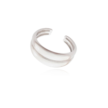 Culturesse Jecelyn Double Rim Adjustable 2cm Open Ring - Silver