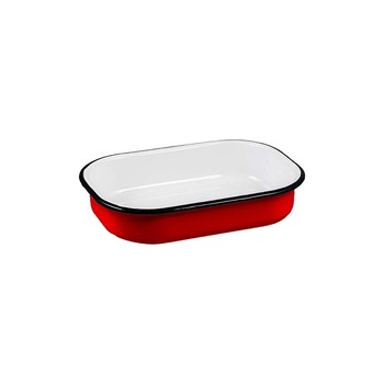 Urban Style Enamelware Multipurpose 21cm Rectangle Tray w/ Black Rim Red