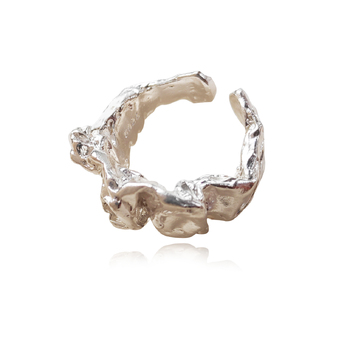 Culturesse Ezra Sculpture Adjustable 2.4cm Open Ring - Silver