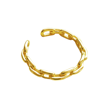 Culturesse Oslo Chain Adjustable 1.9cm Open Ring - Gold Vermeil