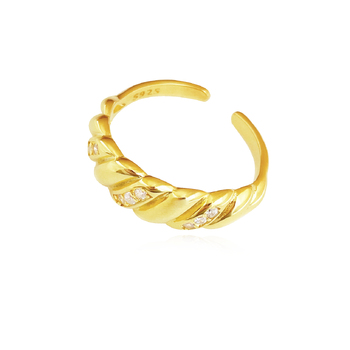 Culturesse Lanette Twisted Adjustable 2.1cm Open Ring - Gold Vermeil