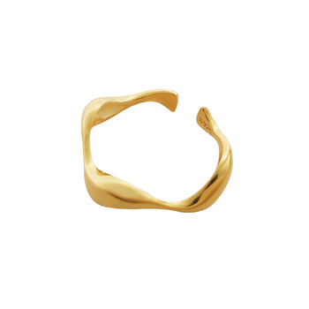 Culturesse Celina Wave Adjustable 2cm Open Ring - Gold