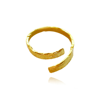 Culturesse Noora Sculpture Wrap 2cm Open Ring - Gold Vermeil