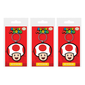 3PK Super Mario Bros Characters Themed Toad Kids/Childrens Rubber Keyring