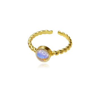 Culturesse Callisto Artisan Moonstone Adjustable 2cm Open Ring - Gold