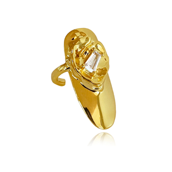 Culturesse Thelma Arsty Nail Adjustable 2cm Open Ring - Gold Vermeil