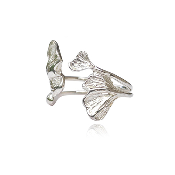 Culturesse Cajsa Artisan Petal Hug Adjustable 2cm Open Ring - Silver