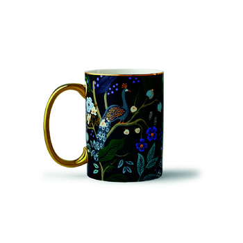 Rifle Paper Co Porcelain Mug Gilded Rim Coffee/Beverage - Peacock