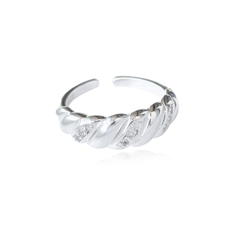 Culturesse Lenette Twisted Adjustable 2.1cm Open Ring - Silver