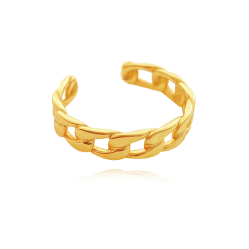 Culturesse Calico Modern Muse Link Chain Adjustable 2cm Open Ring - Gold