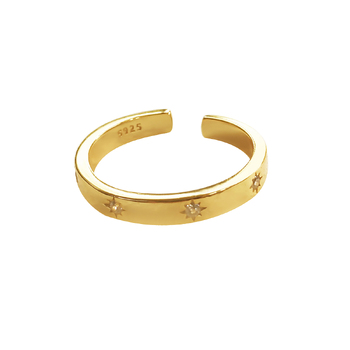 Culturesse Adoria Star Engraved 2cm Open Ring - Gold