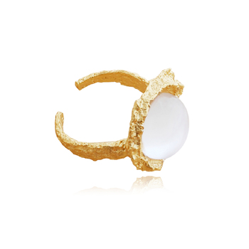 Culturesse Voski Textured 2.5cm Open Ring - Gold Vermeil