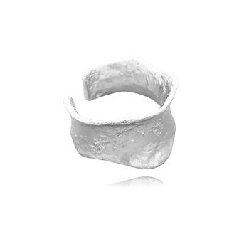 Culturesse Gwenore Textured Adjustable 2.2cm Open Ring - Silver