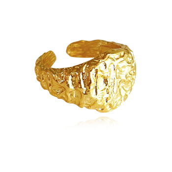 Culturesse Marion Artisan Textured Adjustable 2cm Open Ring - Gold