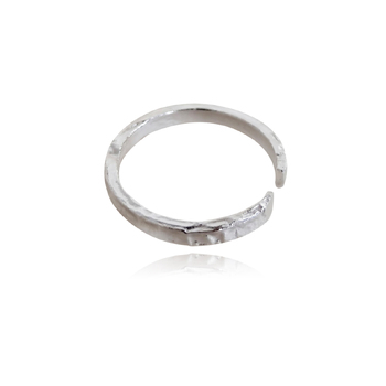 Culturesse Cilla Artsy Textured Adjustable 2cm Open Ring - Silver