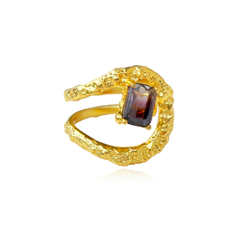 Culturesse Eldora Artsy Wrap Adjustable 2cm Open Ring - Gold Vermeil