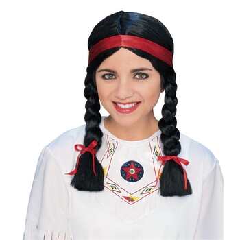 Native American Indian Female Adult Wig Plait Hair Black