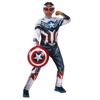 Marvel Captain America Deluxe Faws Boys Dress Up Costume - Size 6-8 YRS