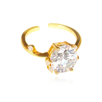 Culturesse Phaedra Austrian Fine Zircon 2.2cm Open Ring - Gold Vermeil