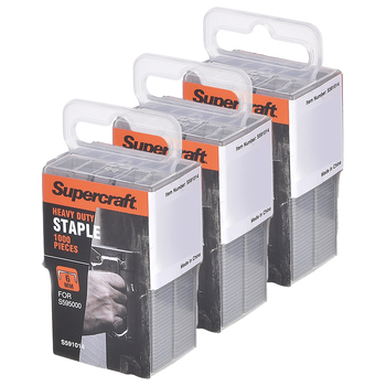 3x 1000pc Supercraft Wood/Timber Heavy Duty Staples 6mm For S595000 Stapler