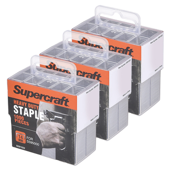 3x 1000pc Supercraft Wood/Timber Heavy Duty Staples 14mm For S595000 Stapler