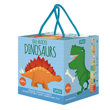 10pc Sassi Edu Dinosaurs Blocks & Book Set Baby 2y+