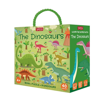 40pc Sassi Junior Learn Words Dinosaurs 3D Puzzle & Book Set Kids 4y+