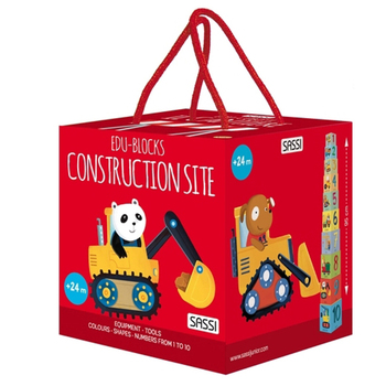 10pc Sassi Edu Construction Blocks & Book Set Baby 2y+