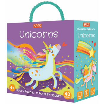 40pc Sassi Read & Learn w/ Unicorns Kids/Children 3D Puzzle & Book Set 4+