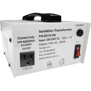 250W USA STEPDOWN TRANSFORMER 110V DIELECTRICALLY ISOLATED