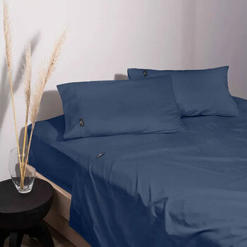 Linea Home King Bed Fitted Sheet Set 1500TC Cotton Rich Storm