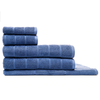 5pc Sheraton Luxury Maison Subway Towel Pack 100% Cotton River Blue