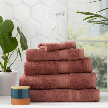 5pc Renee Taylor Stella 650GSM Super Soft Bamboo Cotton Towel Set Brick