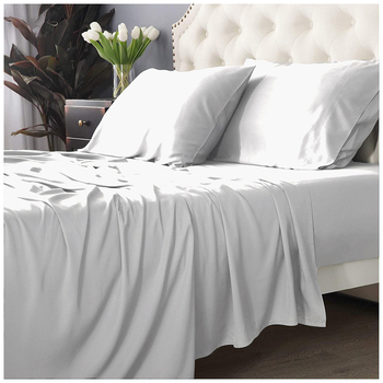 Park Avenue Split Queen Bed Fitted Sheet Set 500 TC Bamboo Cotton White