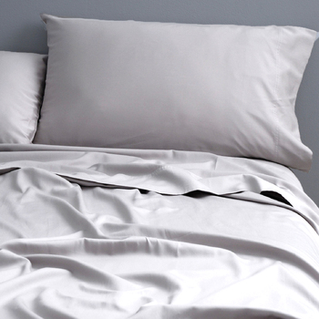 Park Avenue 500TC Double Bed Natural Cotton Sheet/Pillowcases Set Silver