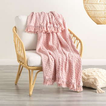 Renee Taylor Alysian 130x200cm Washed Cotton Textured Throw - Blush