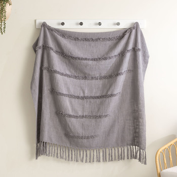 Renee Taylor Cambridge 130x170cm Cotton Slub Tufted Throw - Moonlike