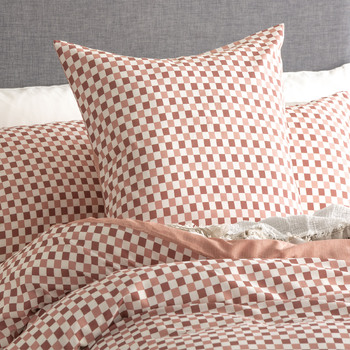 Renee Taylor 300TC Cotton 65cm Reversible Euro Pillowcase Chessboard Cedar