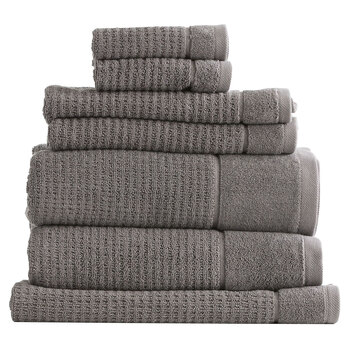 7pc Renee Taylor Cambridge 650GSM Textured Bath/Hand/Face Towel Mat Fossil