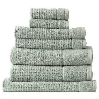 7pc Renee Taylor Cambridge 650GSM Textured Bath/Hand/Face Towel Eucalyptus