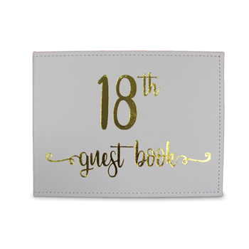 Guest Book 18th Gold Text 23x18cm Novelty Birthday Party Signature Pad