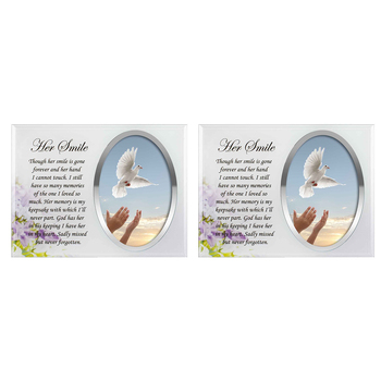 2x Her Smile Rememberance Photo Frame 22x17cm Memorial Display Card