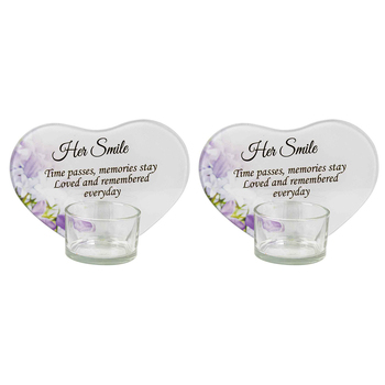 2x Her Smile With Candle 13x9cm Rememberance Memorial Tealight Holder Frame