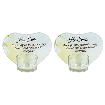 2x His Smile With Candle 13x9cm Rememberance Memorial Tealight Holder Frame