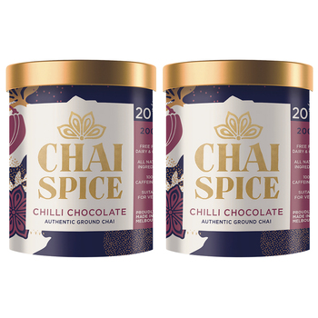 2PK Chai Spice Chilli Chocolate Chai Blend Hot Tea Drink Ground 200G Tub