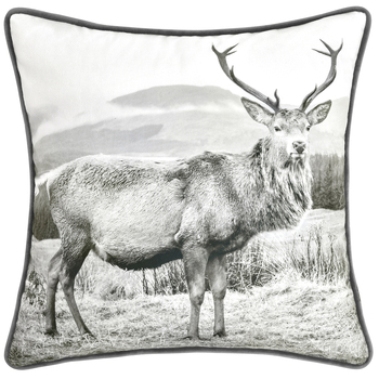 Bianca Alpine Stag 43x43cm Sepia Velvet Cushion Pillow Square